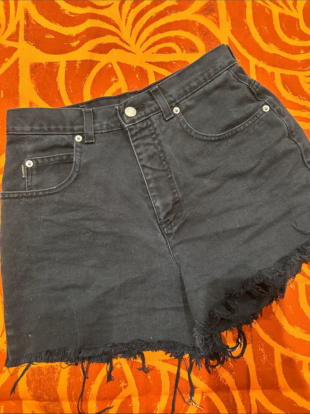 Capezio Black Frayed Hem Denim Shorts
